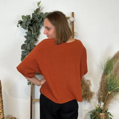 K545- Pull loose Crop-Top (Tu) - rouille - taille-unique