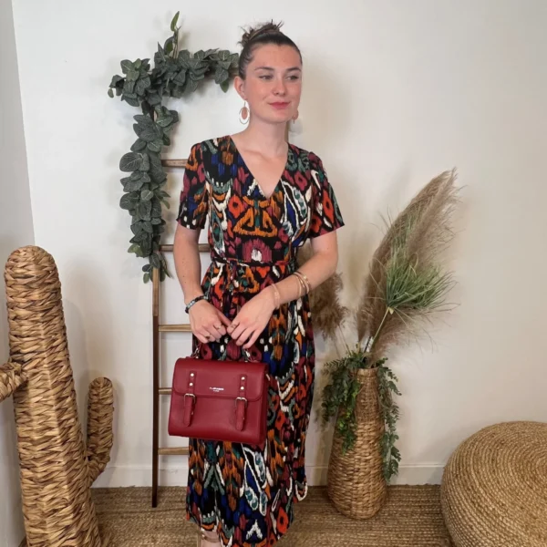 M374- Robe By-One imprimé éthnique (T36-T48) - noir - 48