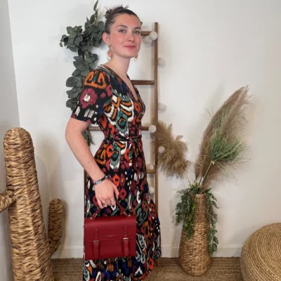 M374- Robe By-One imprimé éthnique (T36-T48) - noir - 48