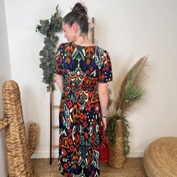 M374- Robe By-One imprimé éthnique (T36-T48) - noir - 48