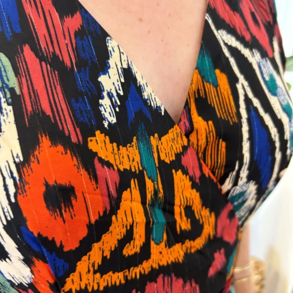 M374- Robe By-One imprimé éthnique (T36-T48) - noir - 48