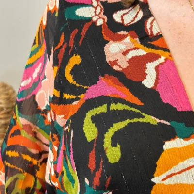 M366- Robe cintrée "Cerise Blue" - noir - 42