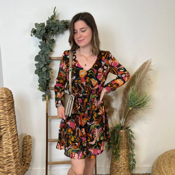 M366- Robe cintrée "Cerise Blue" - noir - 42