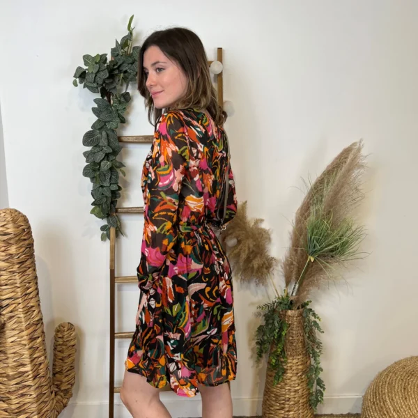 M366- Robe cintrée "Cerise Blue" - noir - 42