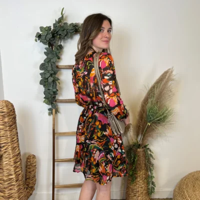 M366- Robe cintrée "Cerise Blue" - noir - 42