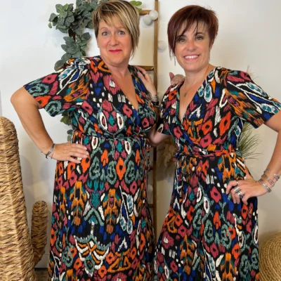 M374- Robe By-One imprimé éthnique (T36-T48) - noir - 48