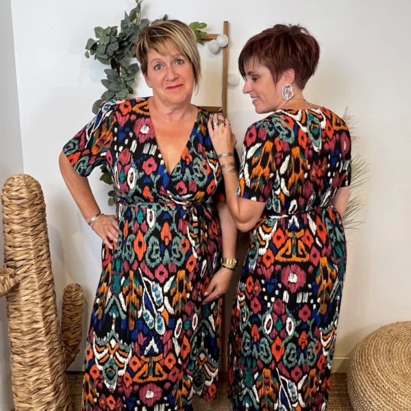 M374- Robe By-One imprimé éthnique (T36-T48) - noir - 48