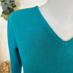 Pull col V laine et cachemire femme TRICOTONIC T38-T42 - bleu-canard - 42
