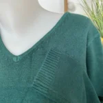 Pull col V laine et cachemire femme TRICOTONIC T38-T42 - vert-sapin - 42