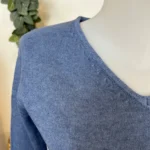 Pull col V laine et cachemire femme TRICOTONIC T38-T42 - bleu-indigo - 42