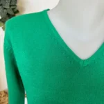 Pull col V laine et cachemire femme TRICOTONIC T38-T42 - vert-bresil - 42