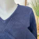Pull col V laine et cachemire femme TRICOTONIC T38-T42 - marine - 42