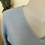 Pull col V laine et cachemire femme TRICOTONIC T38-T42 - bleu-ciel - 42