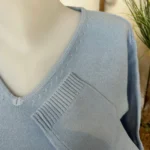 Pull col V laine et cachemire femme TRICOTONIC T38-T42 - bleu-ciel - 42