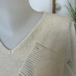 Pull col V laine et cachemire femme TRICOTONIC T38-T42 - beige - 42
