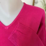Pull col V laine et cachemire femme TRICOTONIC T38-T42 - fuchsia - 42