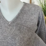 Pull col V laine et cachemire femme TRICOTONIC T38-T42 - gris - 42