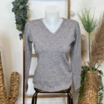 Pull col V laine et cachemire femme TRICOTONIC T38-T42 - gris - 42