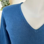 Pull col V laine et cachemire femme TRICOTONIC T38-T42 - bleu-petrole - 42