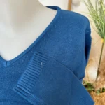 Pull col V laine et cachemire femme TRICOTONIC T38-T42 - bleu-petrole - 42