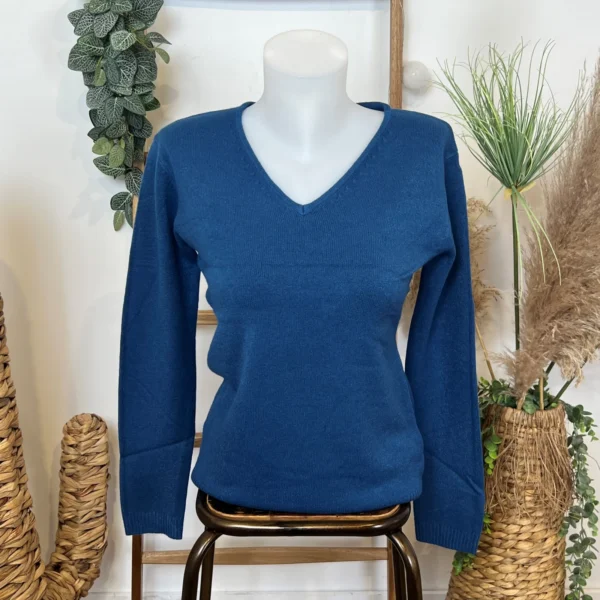 Y249-Tricotonic Col V les T38 & 42 - bleu-petrole - 42