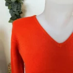 Pull col V laine et cachemire femme TRICOTONIC T38-T42 - orange - 42