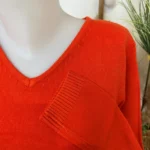 Pull col V laine et cachemire femme TRICOTONIC T38-T42 - orange - 42