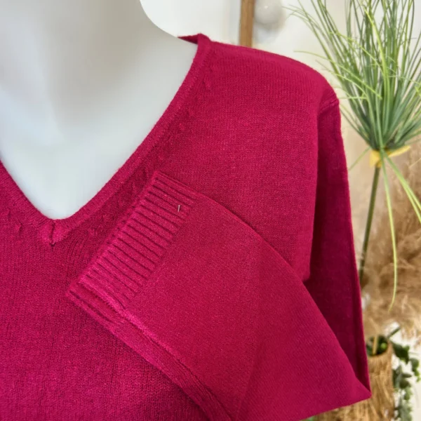 Y249-Tricotonic Col V les T38 & 42 - framboise - 42