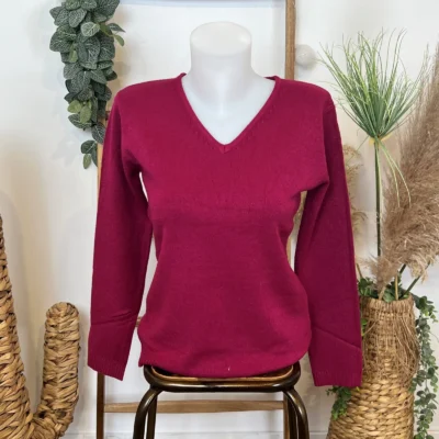 Y249-Tricotonic Col V les T38 & 42 - framboise - 42