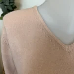 Pull col V laine et cachemire femme TRICOTONIC T38-T42 - rose-poudre - 42