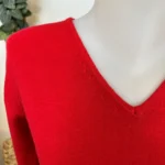 Pull col V laine et cachemire femme TRICOTONIC T38-T42 - rouge - 42
