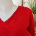 Pull col V laine et cachemire femme TRICOTONIC T38-T42 - rouge - 42