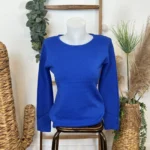 Pull col rond laine et cachemire femme TRICOTONIC T36-T42 - bleu-royal - 42
