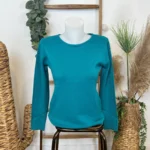 Pull col rond laine et cachemire femme TRICOTONIC T36-T42 - bleu-canard - 42