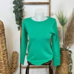 Pull col rond laine et cachemire femme TRICOTONIC T36-T42 - vert-bresil - 42