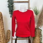 Pull col rond laine et cachemire femme TRICOTONIC T36-T42 - rouge - 42