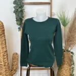 Pull col rond laine et cachemire femme TRICOTONIC T36-T42 - vert-sapin - 42