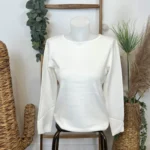 Pull col rond laine et cachemire femme TRICOTONIC T36-T42 - ecru - 42