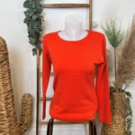 Pull col rond laine et cachemire femme TRICOTONIC T36-T42 - orange - 42