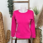 Pull col rond laine et cachemire femme TRICOTONIC T36-T42 - fuchsia - 42