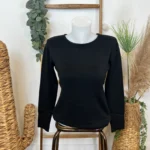 Pull col rond laine et cachemire femme TRICOTONIC T36-T42 - noir - 42