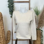 Pull col rond laine et cachemire femme TRICOTONIC T36-T42 - beige - 42