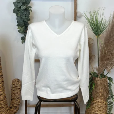 Y249-Tricotonic Col V les T38 & 42 - ecru - 42