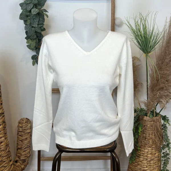 Y249-Tricotonic Col V les T38 & 42 - ecru - 42