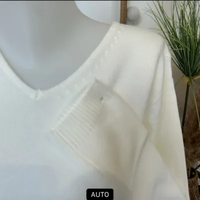 Y249-Tricotonic Col V les T38 & 42 - ecru - 42