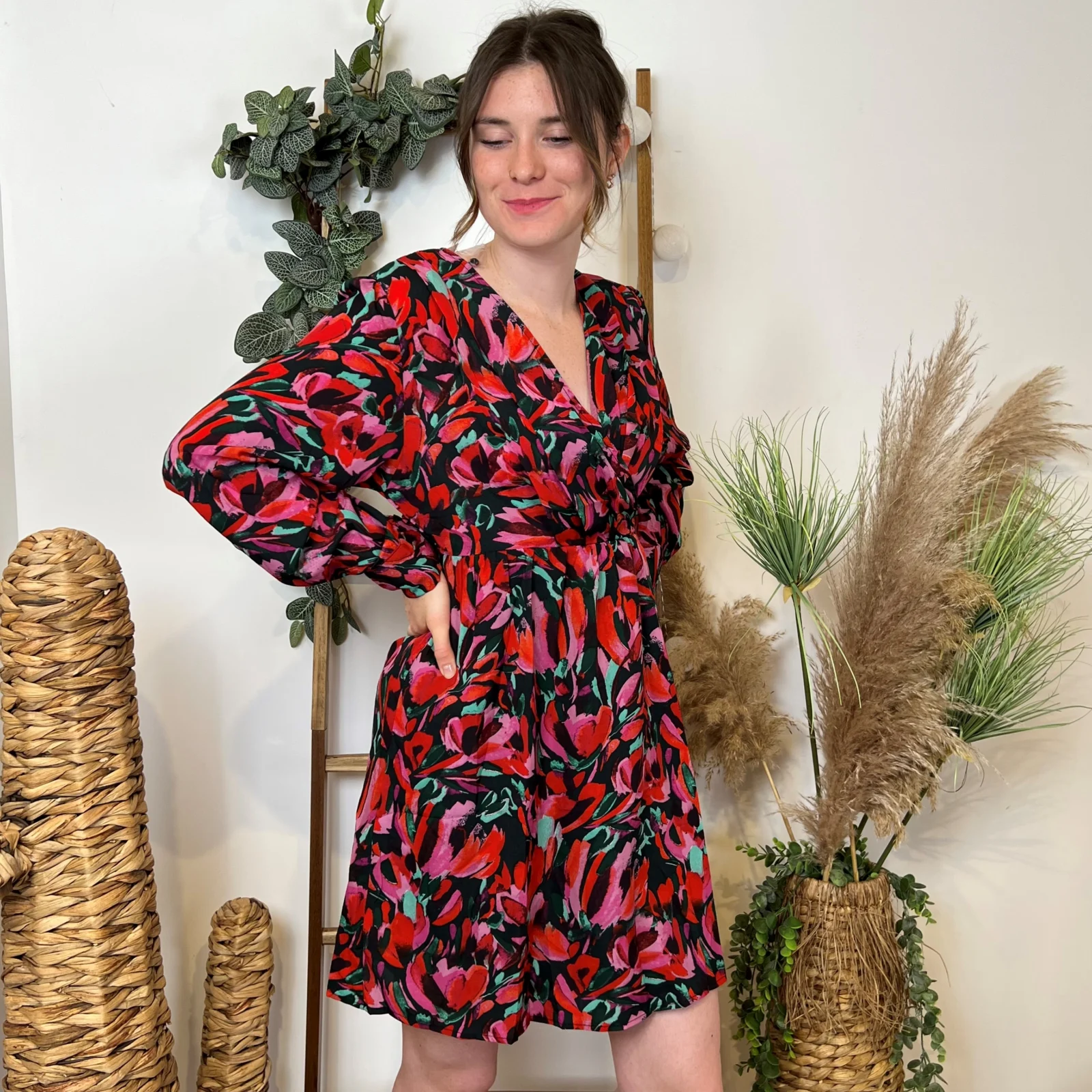 Robe cache-coeur (T36-T40) - fuchsia-noir - 40