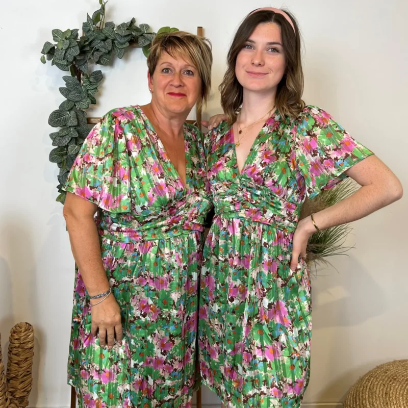 M391- Robe By One (T36-T48) - vert-anis-violet - 48