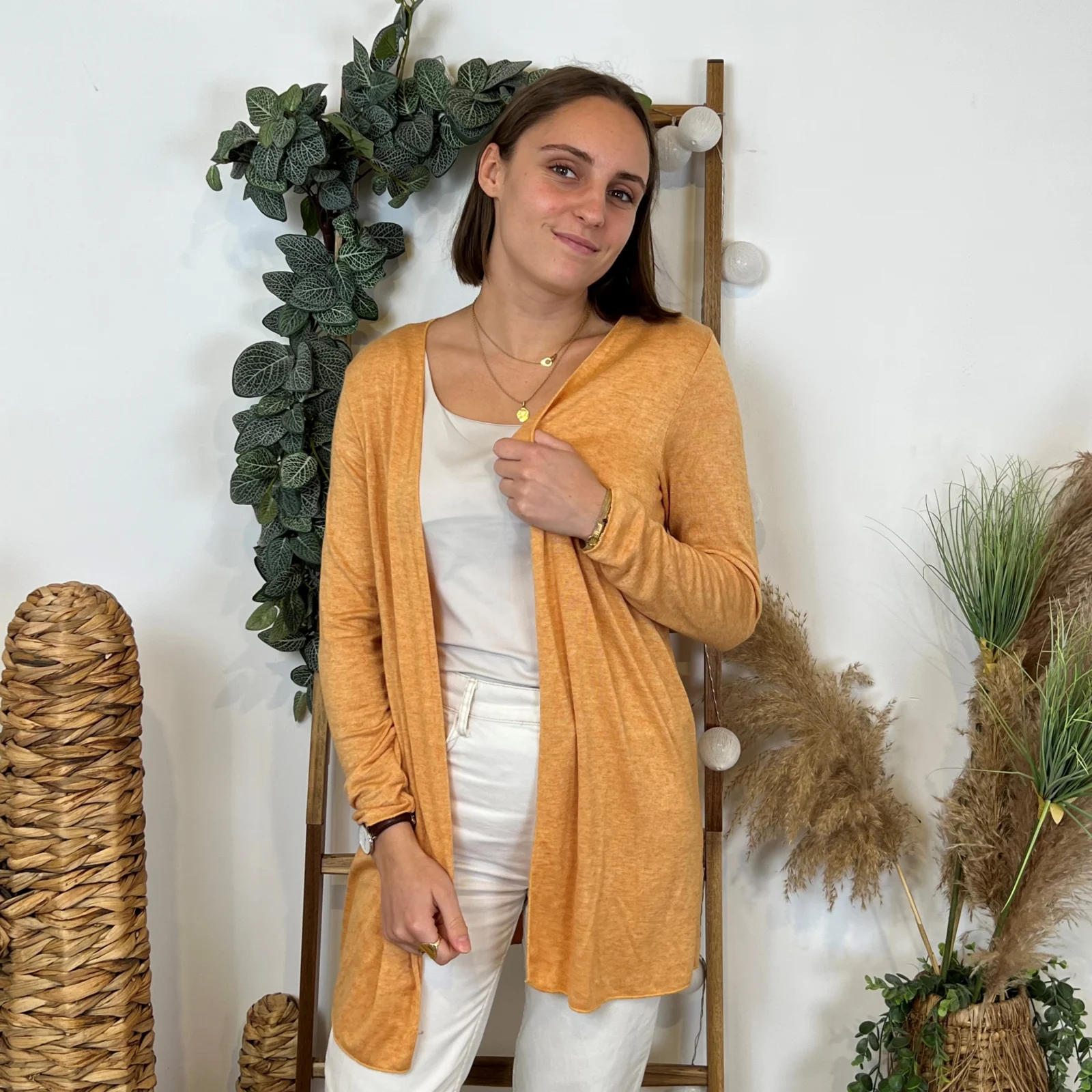 Gilet mi-long (Tu) - violet - taille-unique