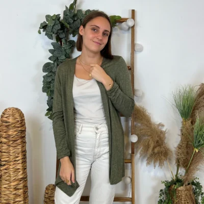 M484- Gilet mi-long (Tu) - kaki - taille-unique