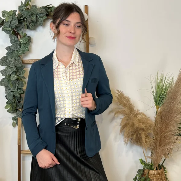 M424- Blazer coton uni (T36-T44) 🇮🇹 - bleu-canard - 40